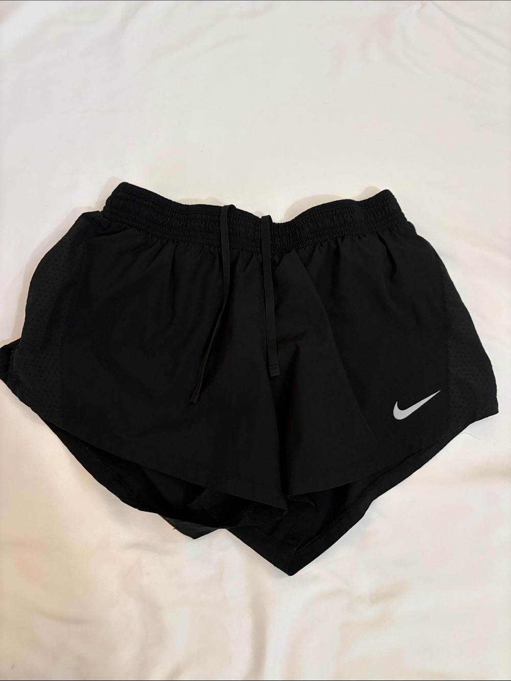 Nike Black Women's Athletic Shorts with Silver Swoosh